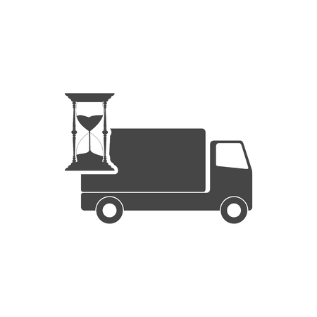 Truck with clock, fast delivery icons set with long shadowのイラスト素材