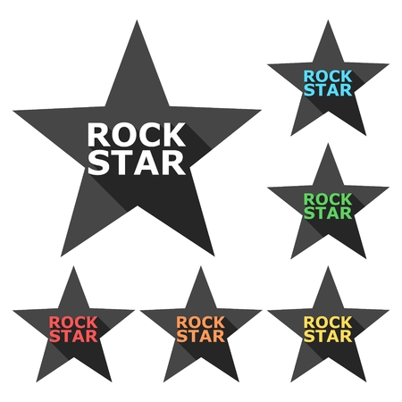 Rock star design, icons set with long shadowのイラスト素材