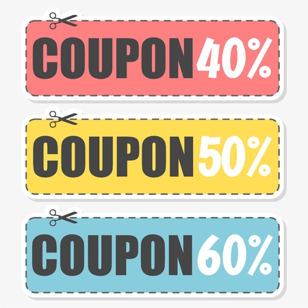 Coupon design, Sale icon, Shopping concept, sticker setのイラスト素材