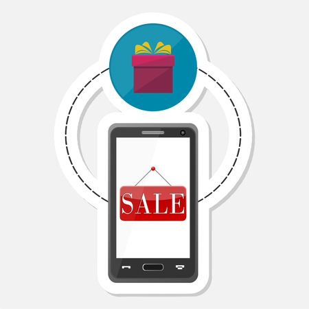 Ecommerce icon, Shopping design, Smart phone stickerのイラスト素材