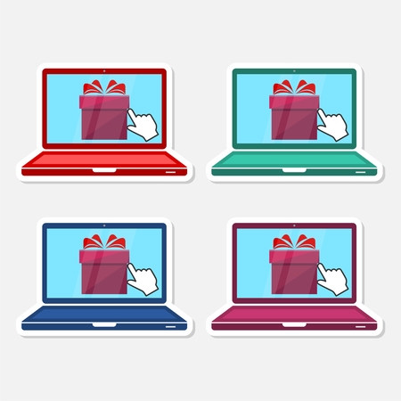 Education icon, E-learning design, four stickersのイラスト素材