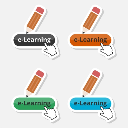 E-learning design, education sticker setのイラスト素材