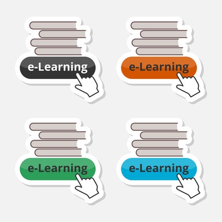 E-learning design, education sticker setのイラスト素材