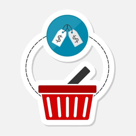 Ecommerce icon, Shopping design, Shopping basket, stickerのイラスト素材