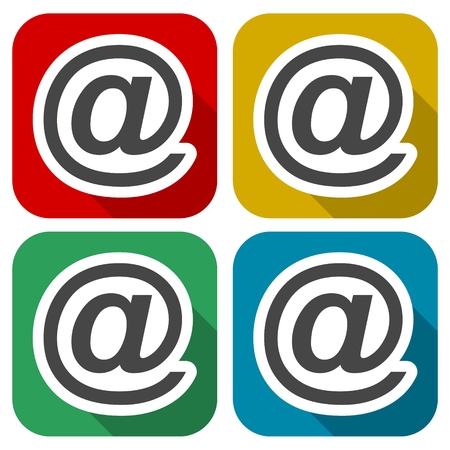 E-mail internet icons set with long shadowのイラスト素材