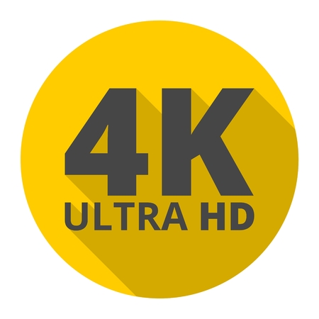 Ultra HD 4K icon with long shadowのイラスト素材