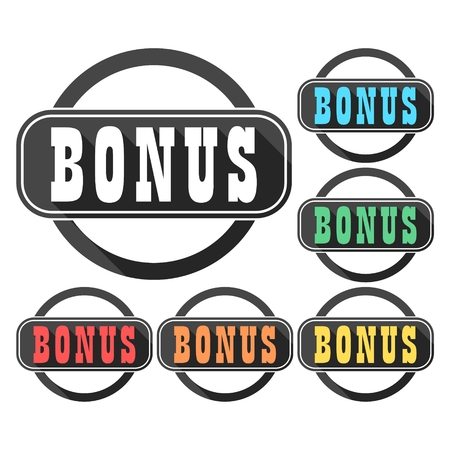Bonus icon button set with long shadowのイラスト素材