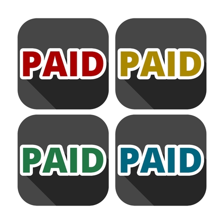 Paid icons set with long shadowのイラスト素材