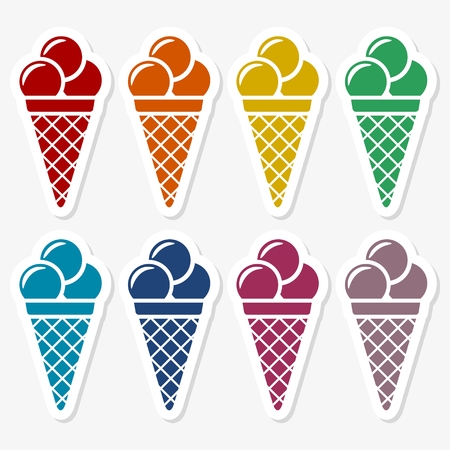 Ice Cream, Vector Illustration, Icons setのイラスト素材
