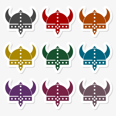 Viking helmet - vector sticker setのイラスト素材