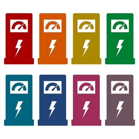 Charging station for electric car, vector icons setのイラスト素材