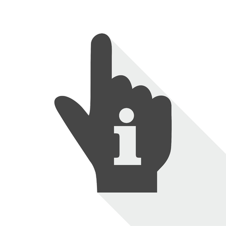 Pointing finger hand with an info sign with long shadowのイラスト素材