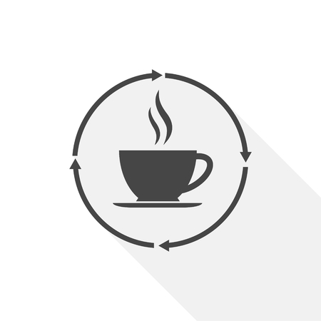 Coffee cup icon with long shadowのイラスト素材