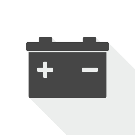 Car battery Icon with long shadowのイラスト素材