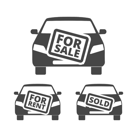 Car for sale, for rent, sold iconのイラスト素材