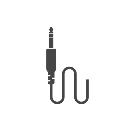 Jack cable icon, black audio jackのイラスト素材
