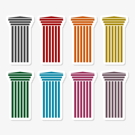 Antique Column icon in different colors setのイラスト素材