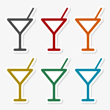 Martini Glass Icon, Set of drinks iconsのイラスト素材