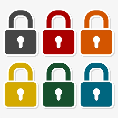 Padlocks in diferent coloursのイラスト素材