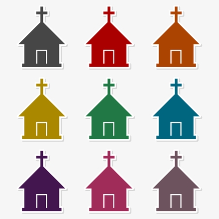 Church with cross symbol for download icons setのイラスト素材