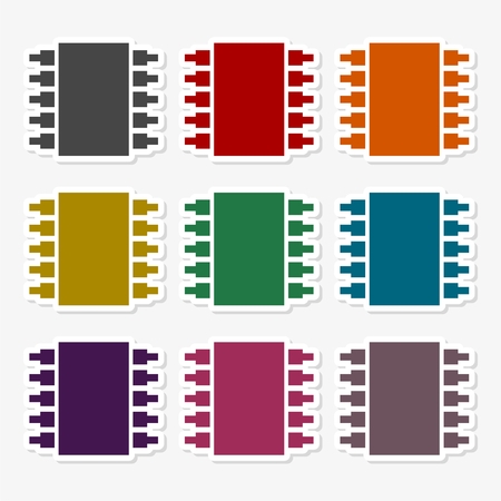 CPU isolated icons. Processor symbols. Set colorful buttonsのイラスト素材