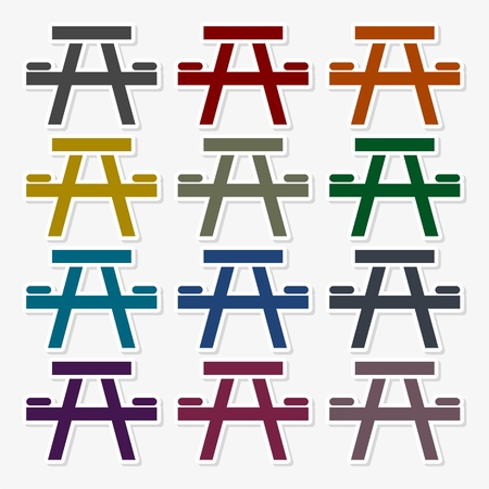 Camping table Icon, tourist table and chairsのイラスト素材