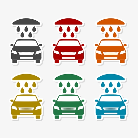 Car wash iconsのイラスト素材