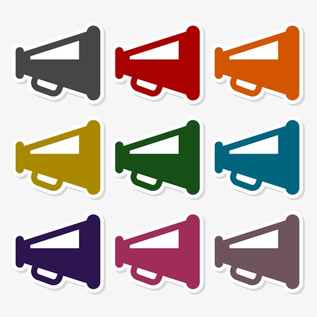 Vector flat megaphone icon setのイラスト素材