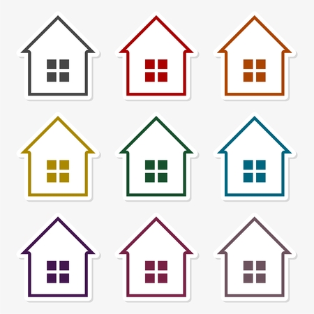Colorful houses icon setのイラスト素材