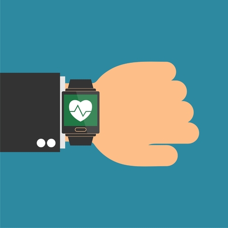 Illustration of a isolated smart watch icon with a heart beatのイラスト素材