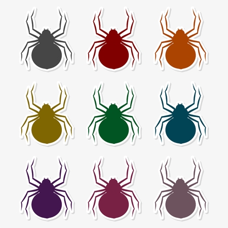 Set of silhouette spider iconのイラスト素材