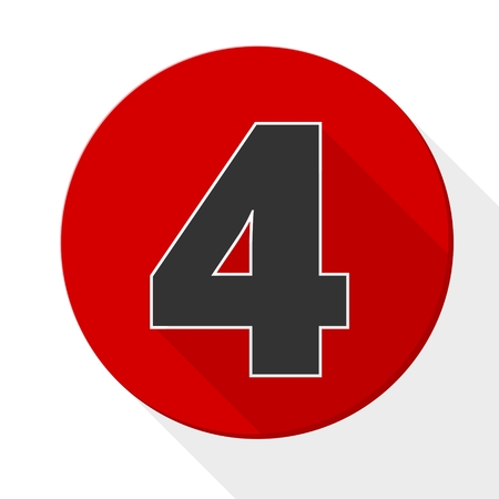 Red 4 flat icon button with long shadowのイラスト素材