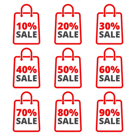 Paper bag, sale, discount percent signのイラスト素材