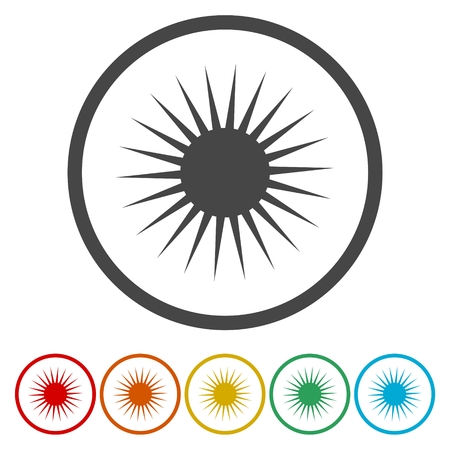 Sun icon set. Sun burst star logo iconのイラスト素材