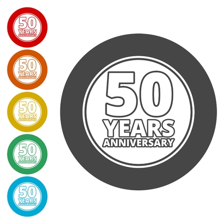 Anniversary icon set. Anniversary symbols isolated on white background. 50 yearsのイラスト素材