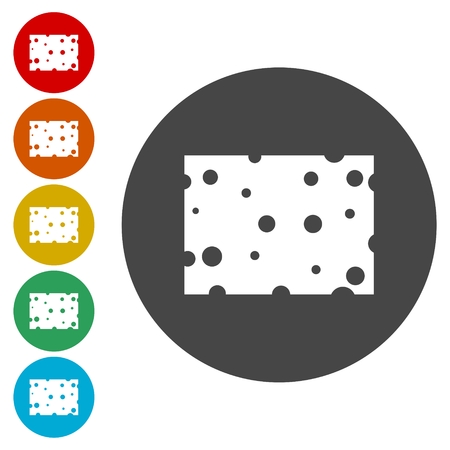 Piece of cheese flat design, linear and color icons setのイラスト素材