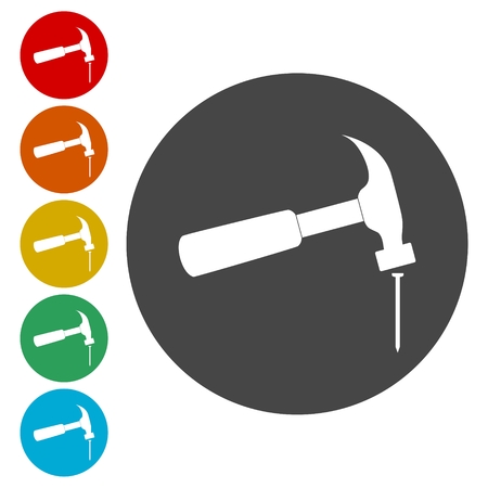 Hammer and nail icons setのイラスト素材