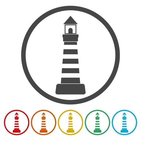 Lighthouse icons setのイラスト素材