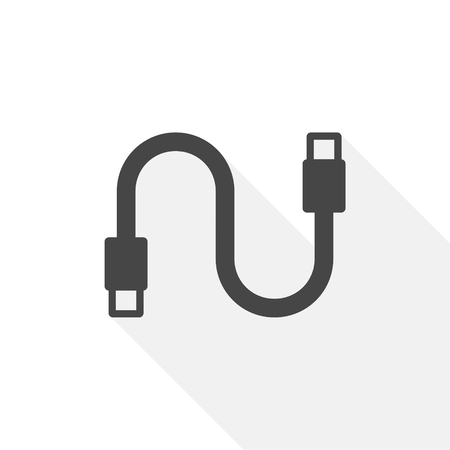 USB Cable Icon - Vector Illustration with long shadow.のイラスト素材