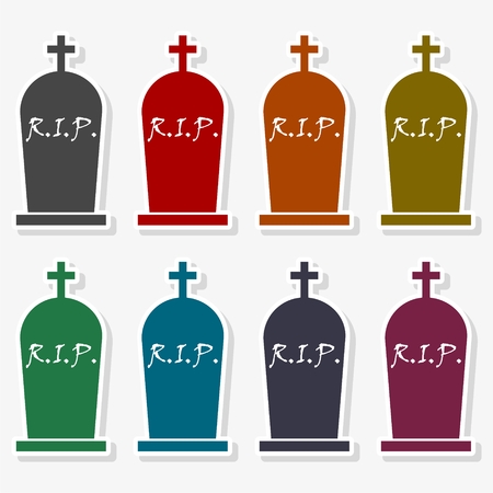 Grave Icon RIP Stone Flat Vector - Illustration.のイラスト素材