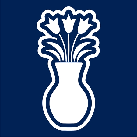 Bouquet of flowers in a vase, Flat designのイラスト素材