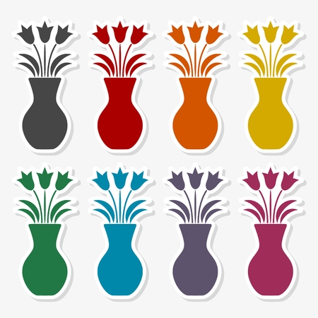 Bouquet of flowers in a vase, Flat designのイラスト素材