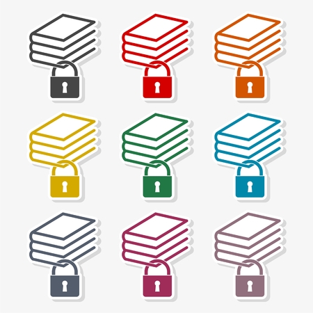 Secured Documents icon, Book with lock icon - Illustrationのイラスト素材