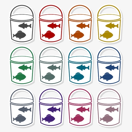Bucket with fish - Illustrationのイラスト素材