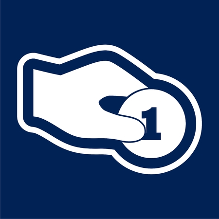 Human hand and money coin - illustration in flat styleのイラスト素材