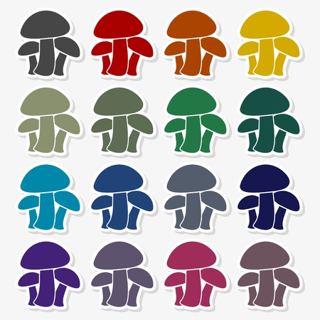 Mushrooms vector flat icons set - Illustrationのイラスト素材