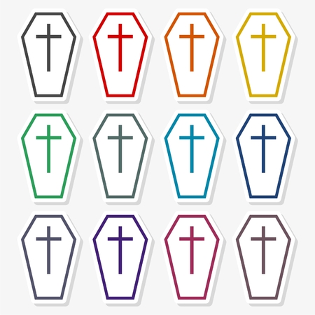 Casket and Cross Icon Flat Graphic Design - Illustrationのイラスト素材