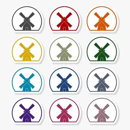 Traditional old windmill building iconのイラスト素材
