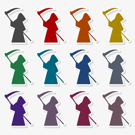 Death with scythe set vector illustration.のイラスト素材