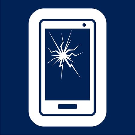 Mobile phone icon with smashed screen - Illustrationのイラスト素材